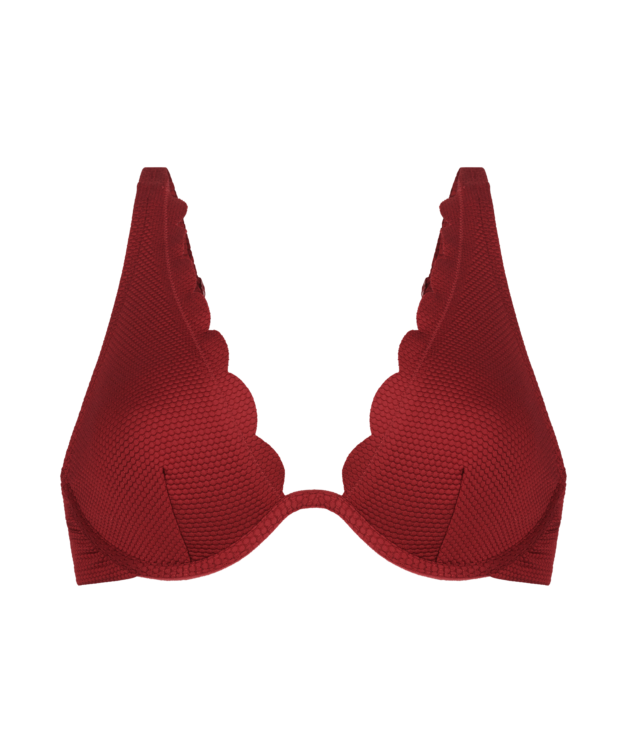 Scallop icke-formpressad bikiniöverdel med bygel, röd, main