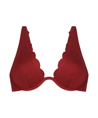 Scallop icke-formpressad bikiniöverdel med bygel, röd