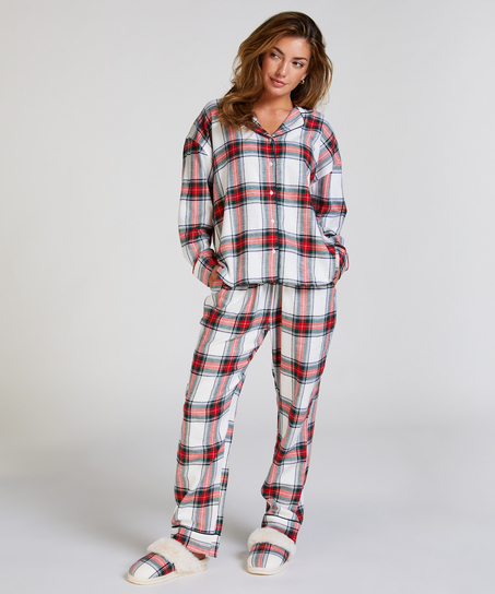 Pyjamastopp flanell, Vit
