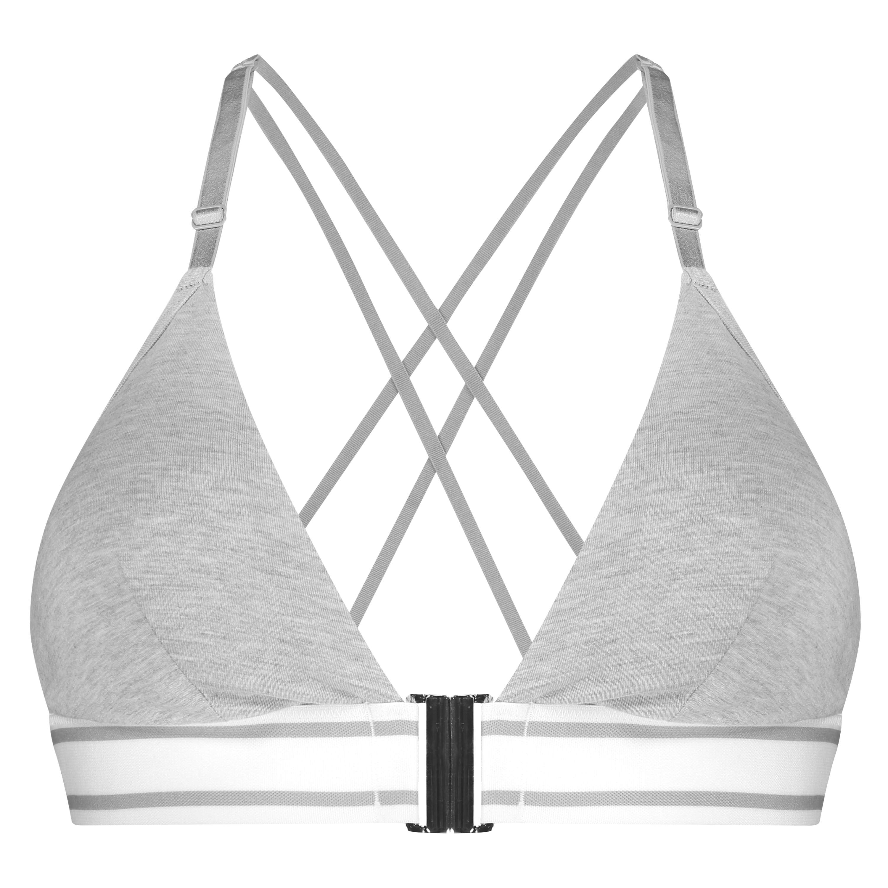 Vadderad triangel-bralette Casey bomull, Grå, main