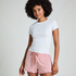 Jersy-shorts med volanger, Rosa