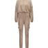 Jumpsuit-hoodie i velour, Brun