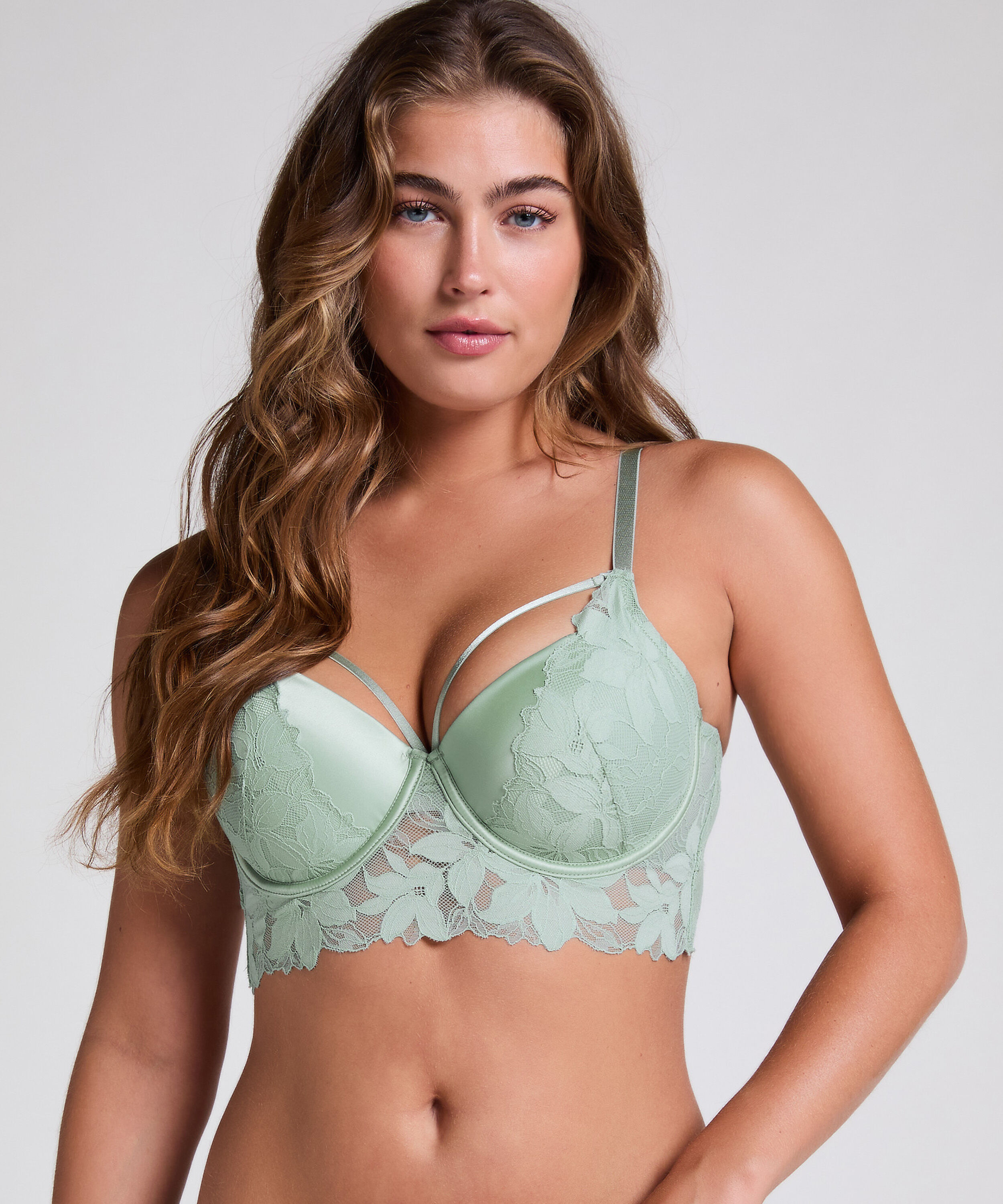 Ingrid formpressad longline-bh med bygel, Grön