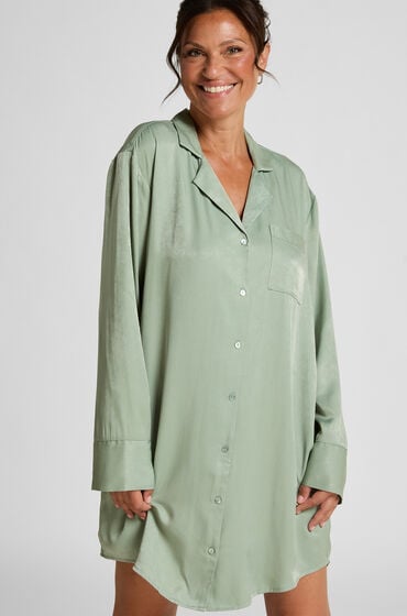 Hunkemöller Ayla skjortklänning i satin Grön