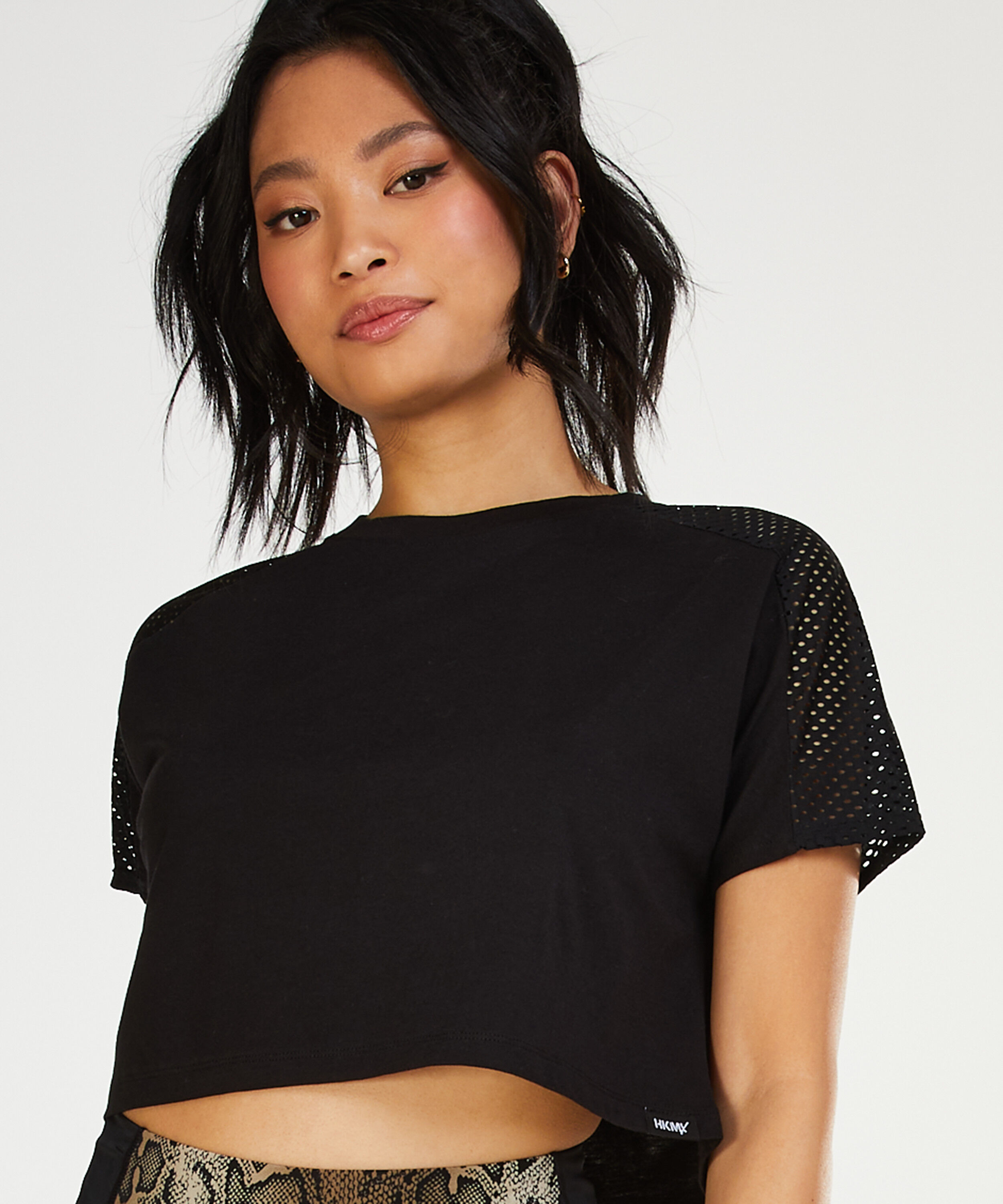 HKMX crop top mesh, Svart
