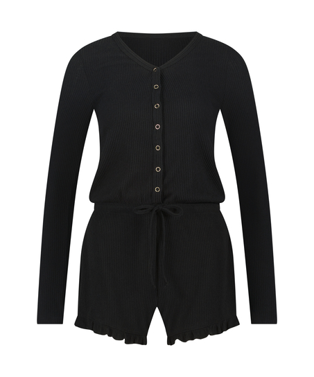 Borstad kort pyjamas, Svart