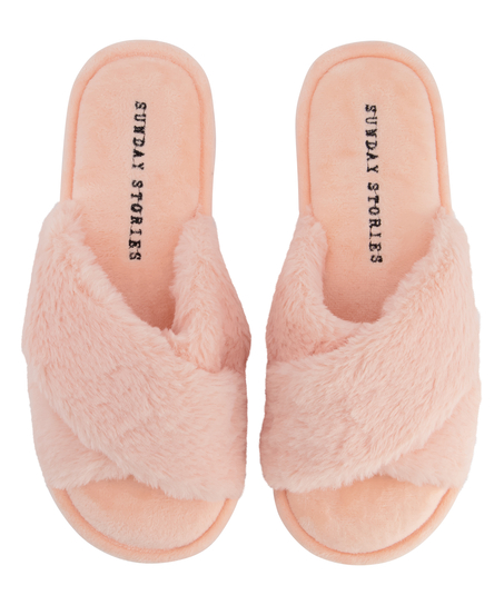 Tofflor Fake Fur, Rosa