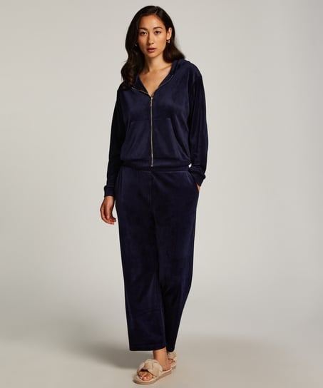 Pyjamasbyxor i velour, Blå