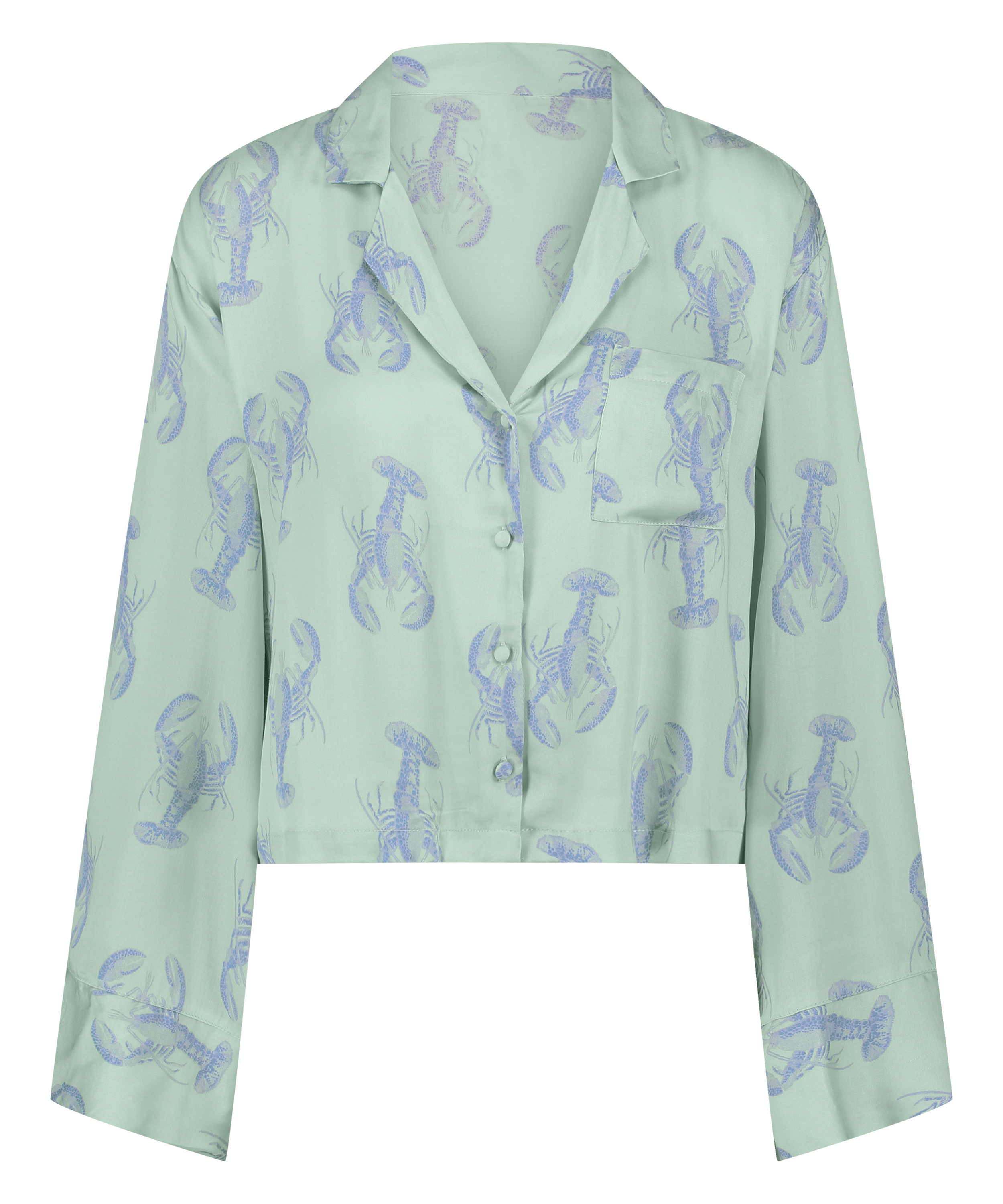 Långärmad jacka i satin, Grön, main