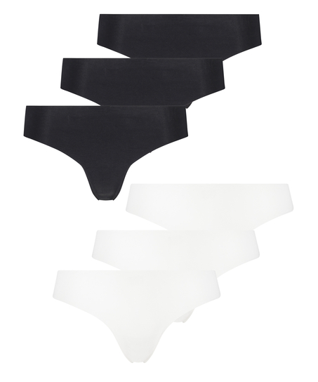 6-pack osynliga stringtrosor, Vit