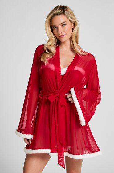 Hunkemöller Kimono Mesh Santa Röd