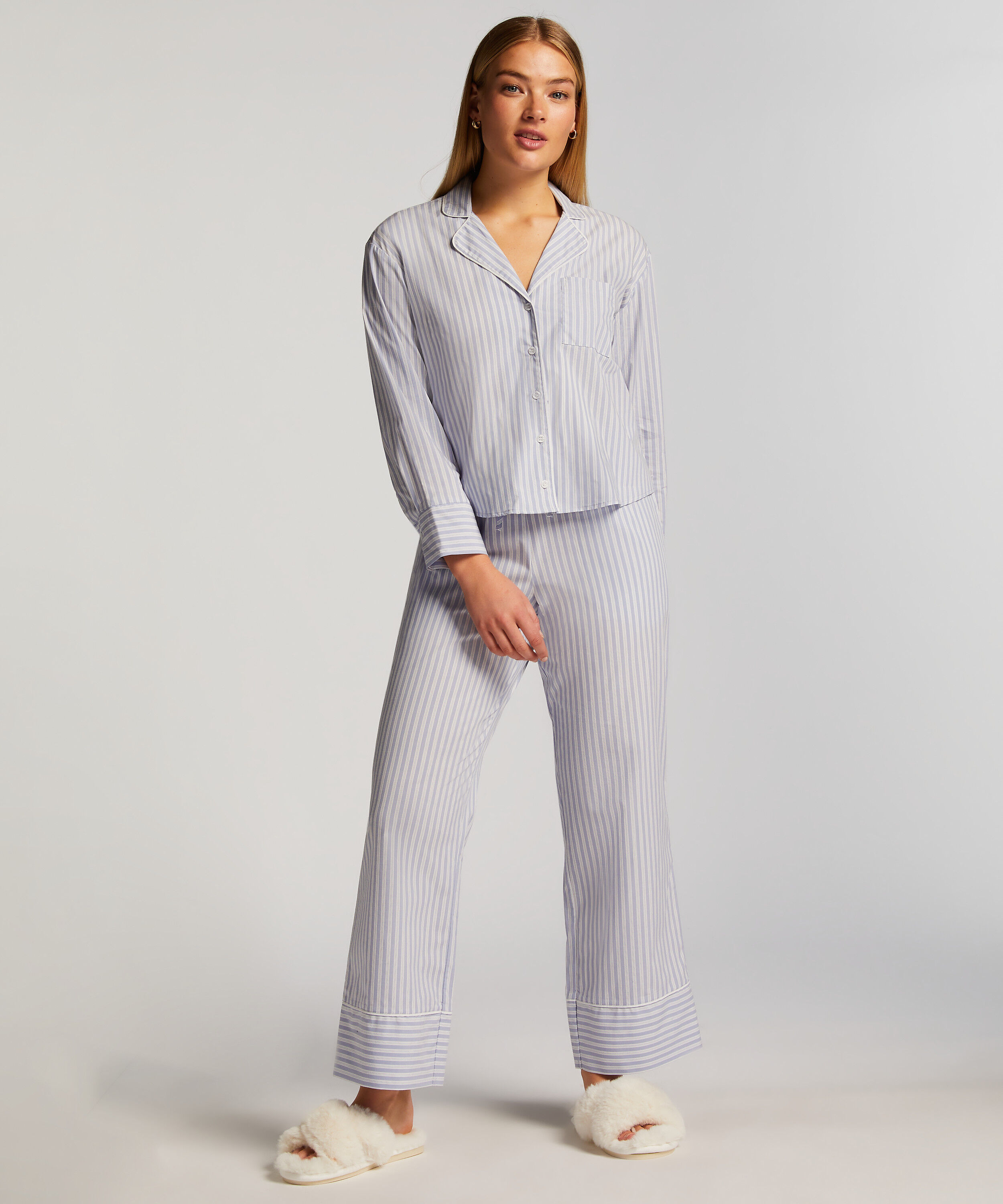 Pyjamasbyxa i bomull, Blå