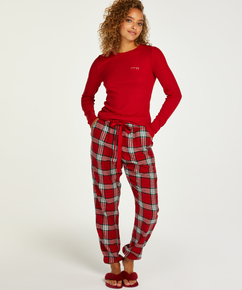 Pyjamastopp med långa ärmar, röd