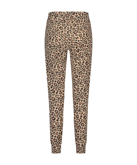 Borstade jersey-byxor, Beige