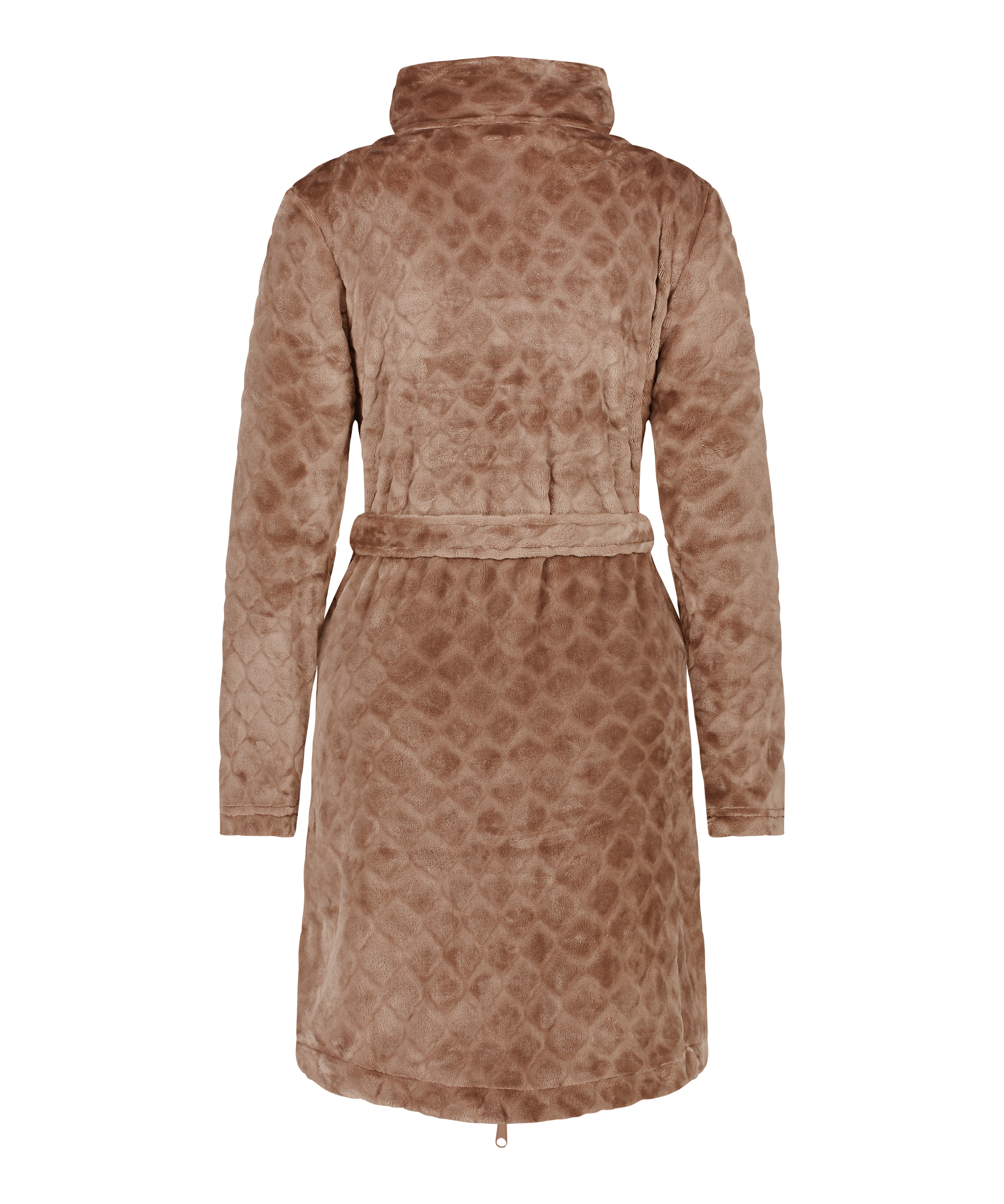 Badrock i fleece med dragkedja, Brun, main