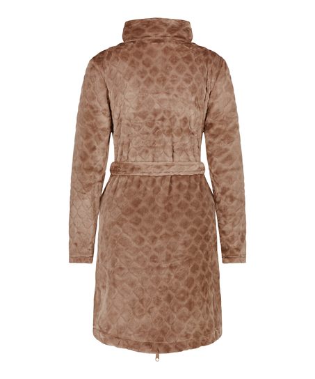 Badrock i fleece med dragkedja, Brun