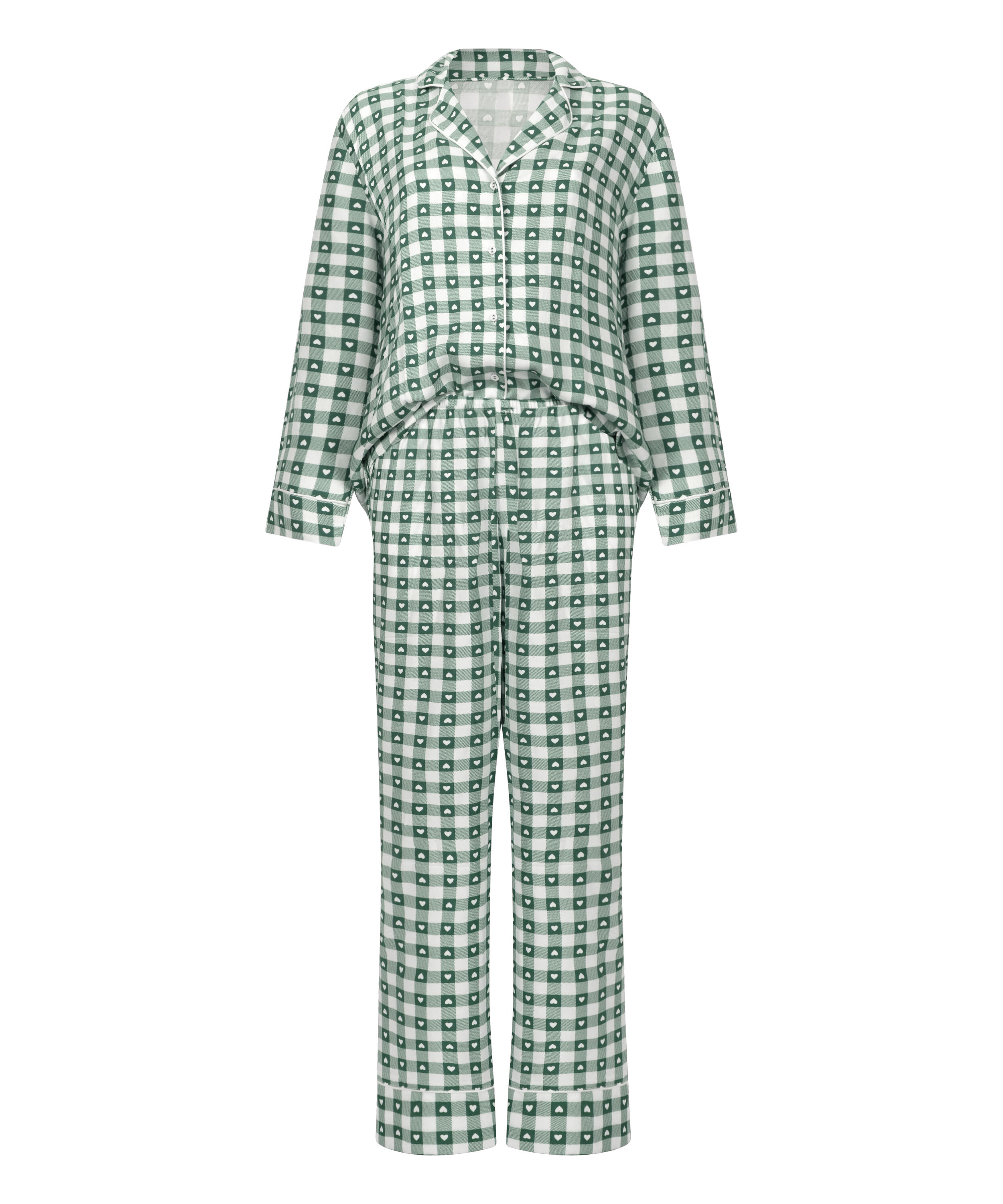 Pyjamasset i twill, Gr&ouml;n