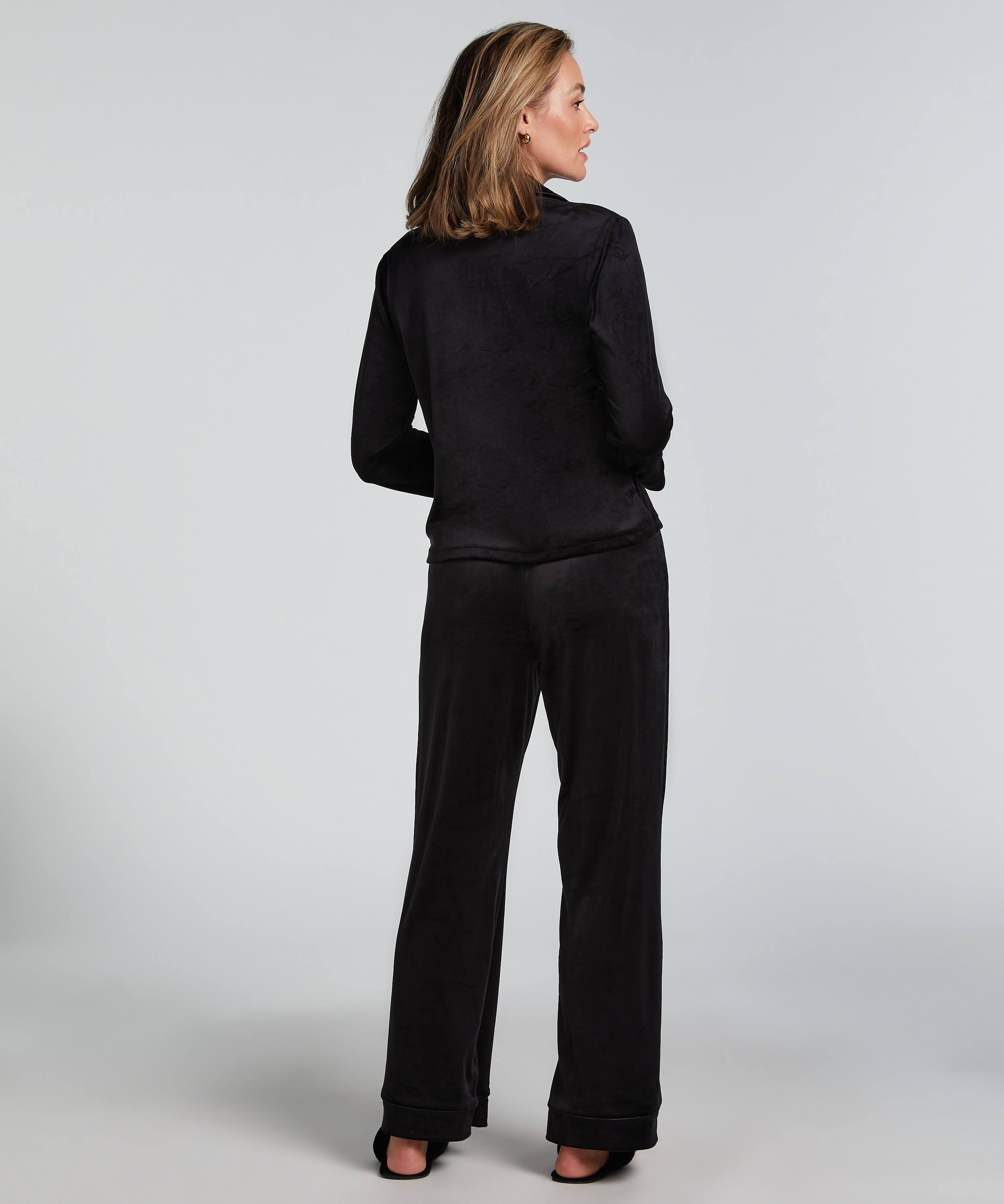 L&aring;ng&auml;rmad jacka i vellor, Svart, main