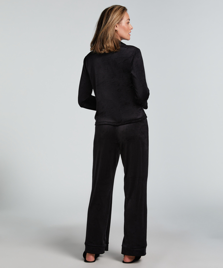 L&aring;ng&auml;rmad jacka i vellor, Svart