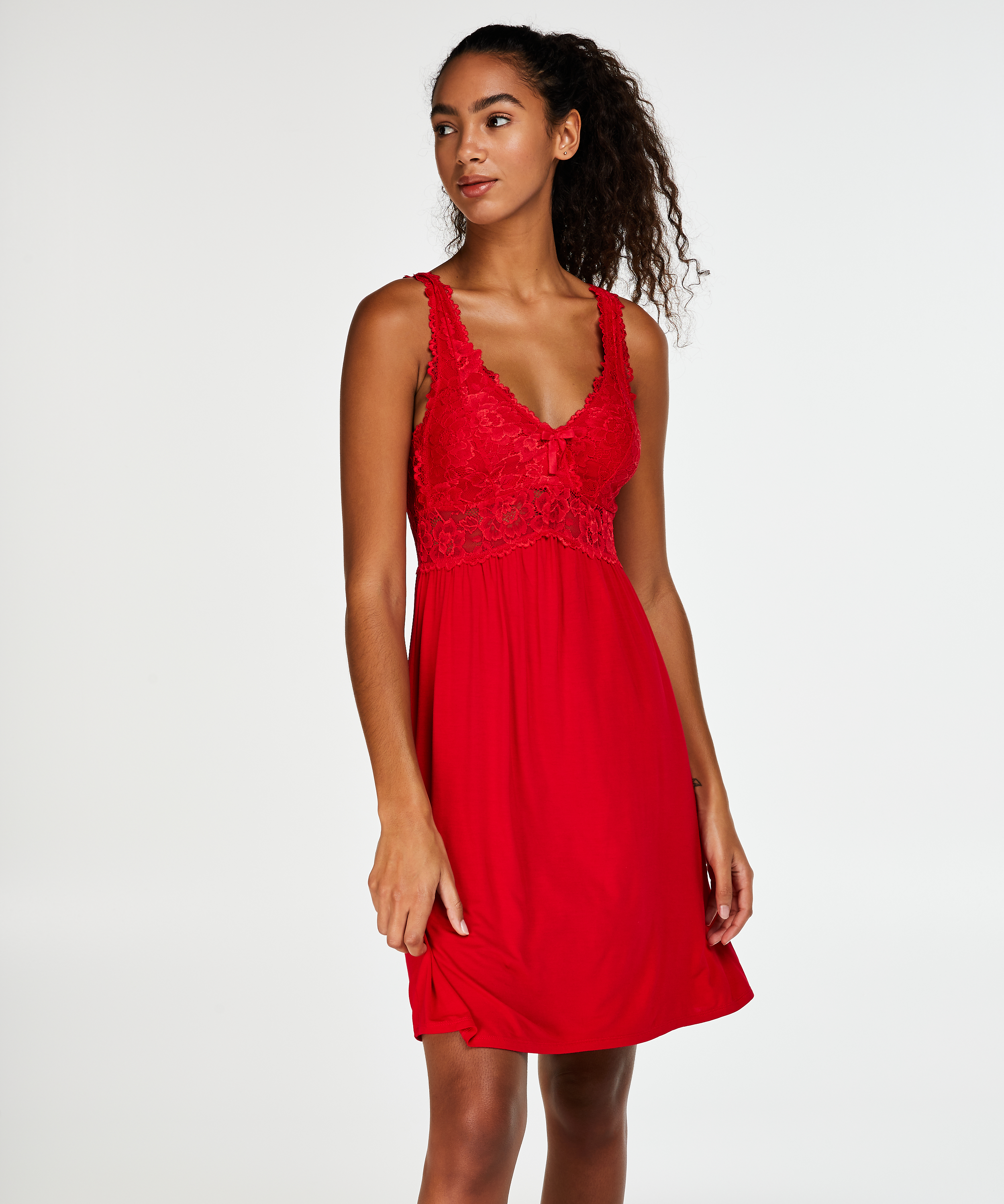 Underklänning Modal Lace, röd, main