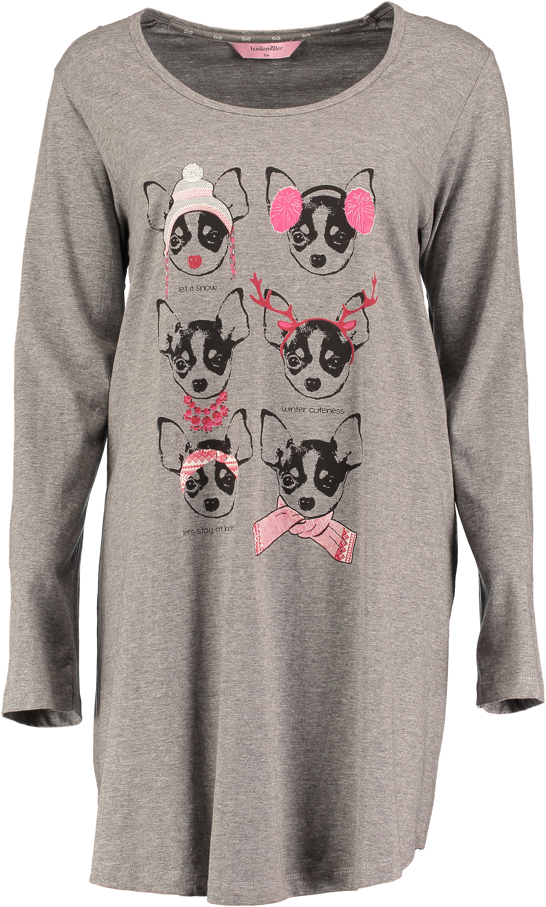 Nattlinne med rund halsringning Longsleeve, Grå, main