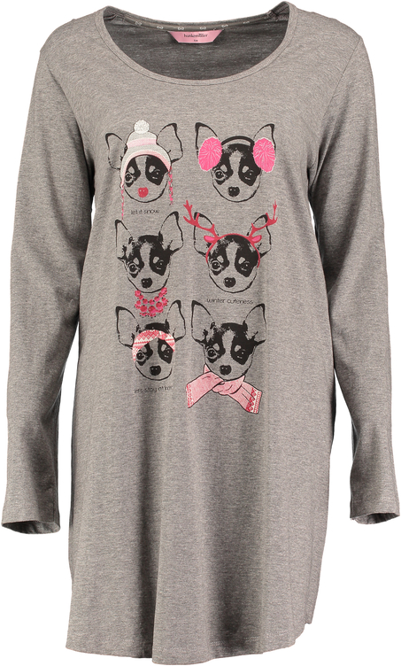 Nattlinne med rund halsringning Longsleeve, Grå