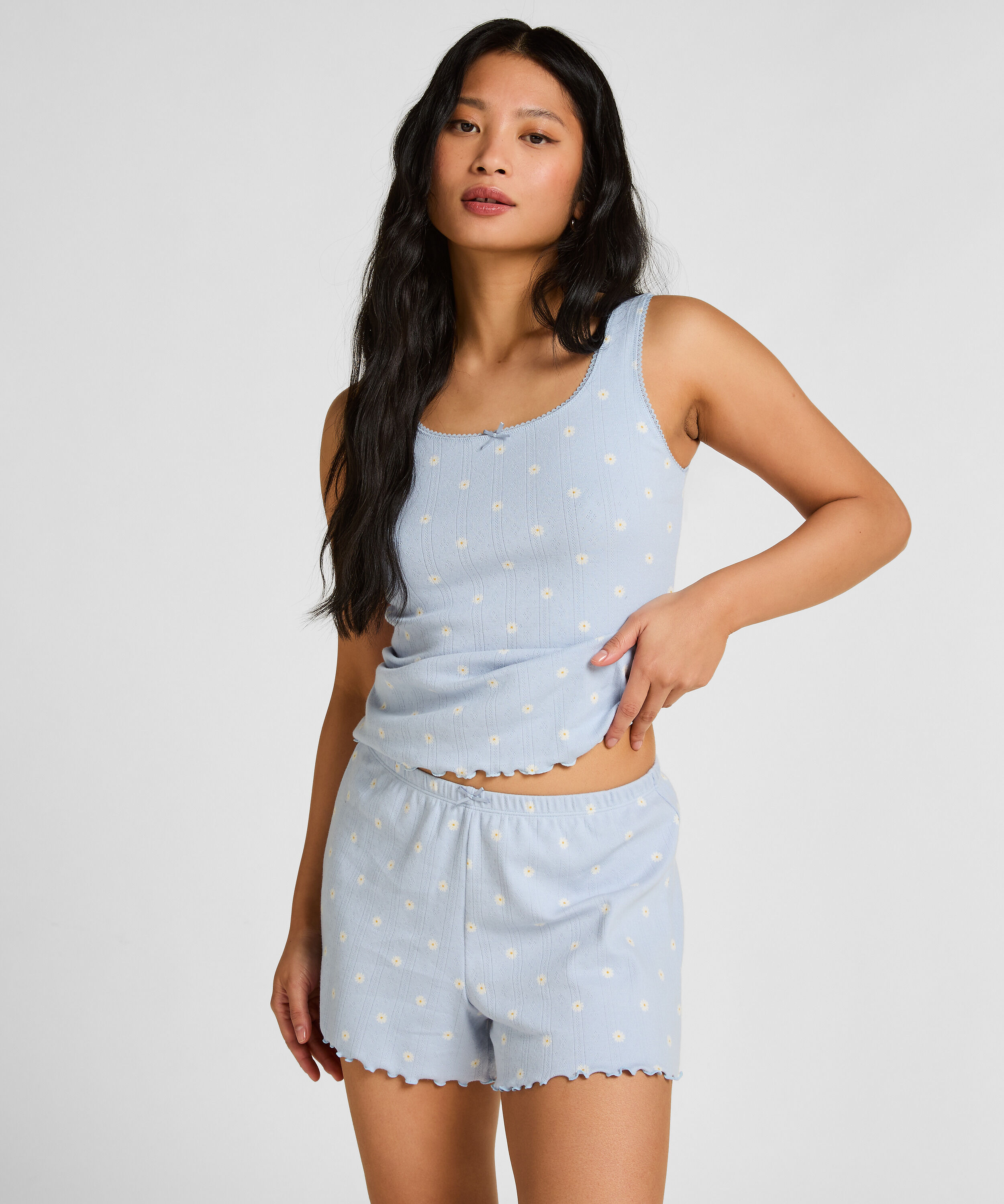 Shorts i pointelle, Blå Shorts i pointelle, Blå