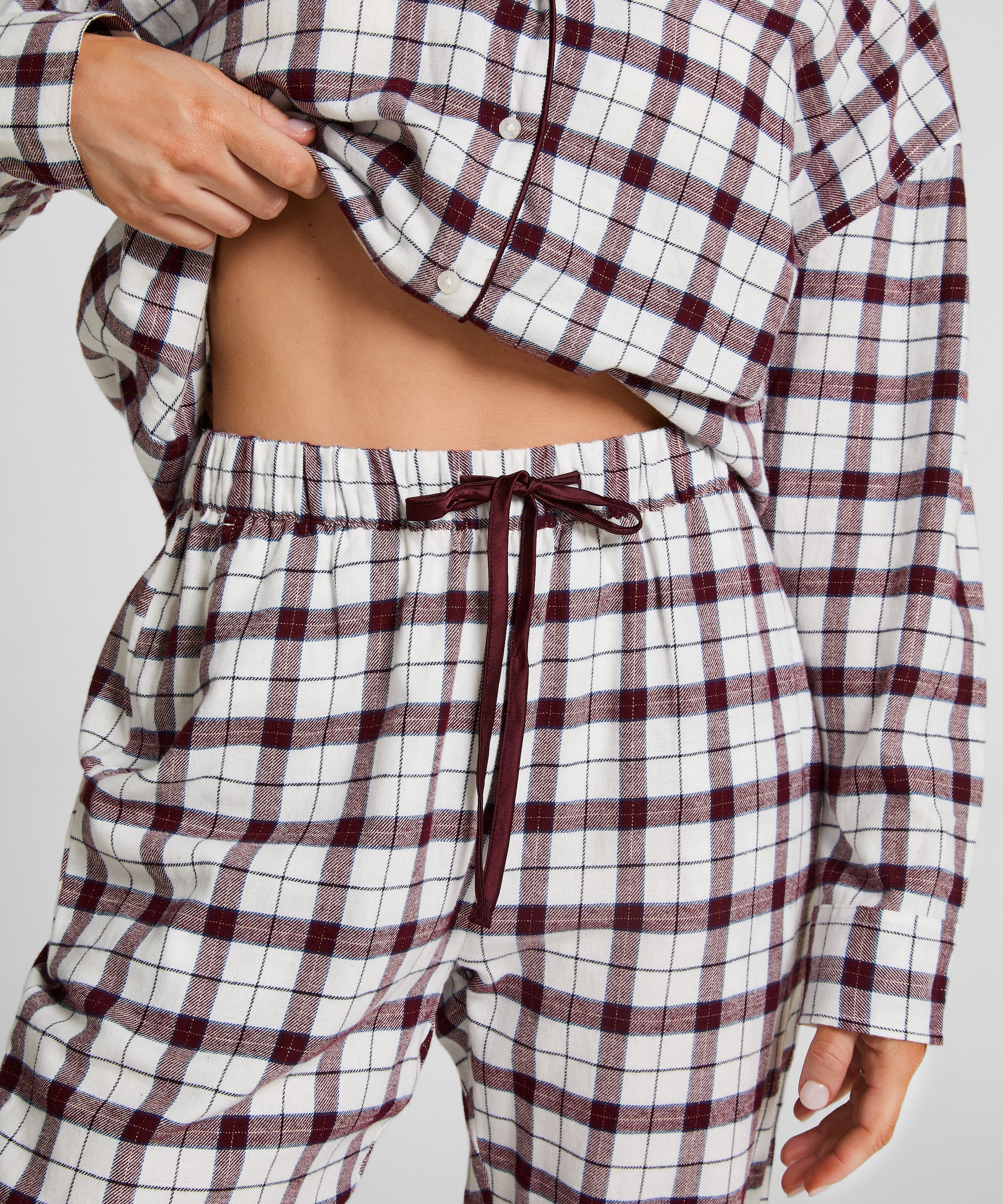 Pyjamasbyxori flanell, Vit, main