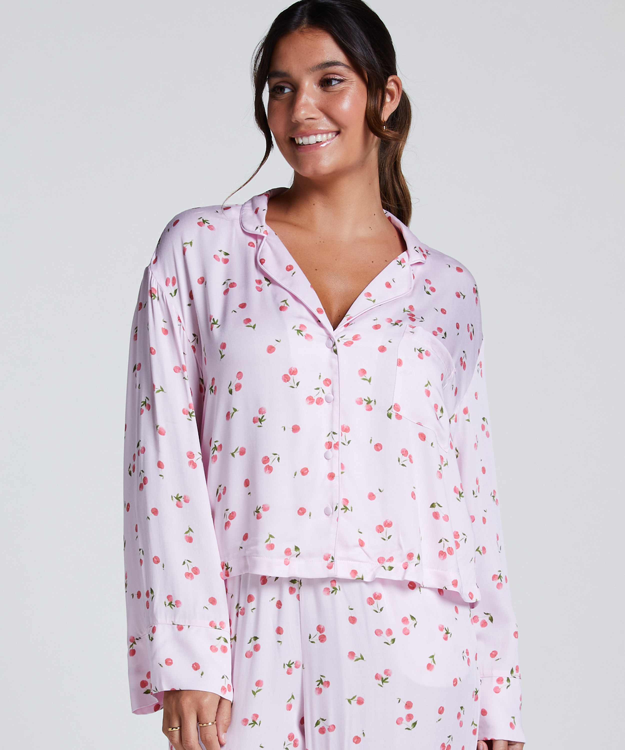 Långärmad jacka i satin, Rosa, main