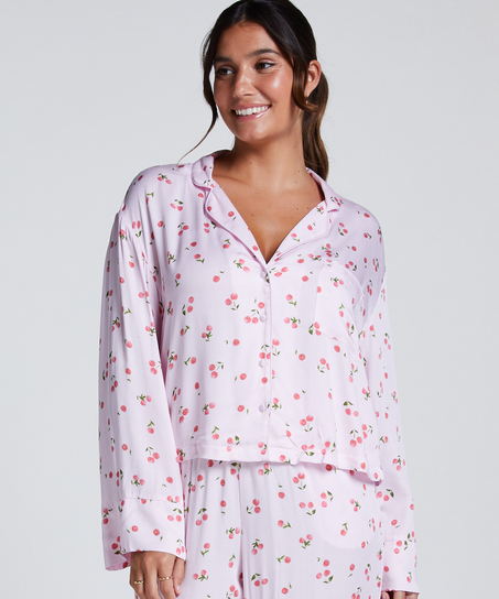 Långärmad jacka i satin, Rosa