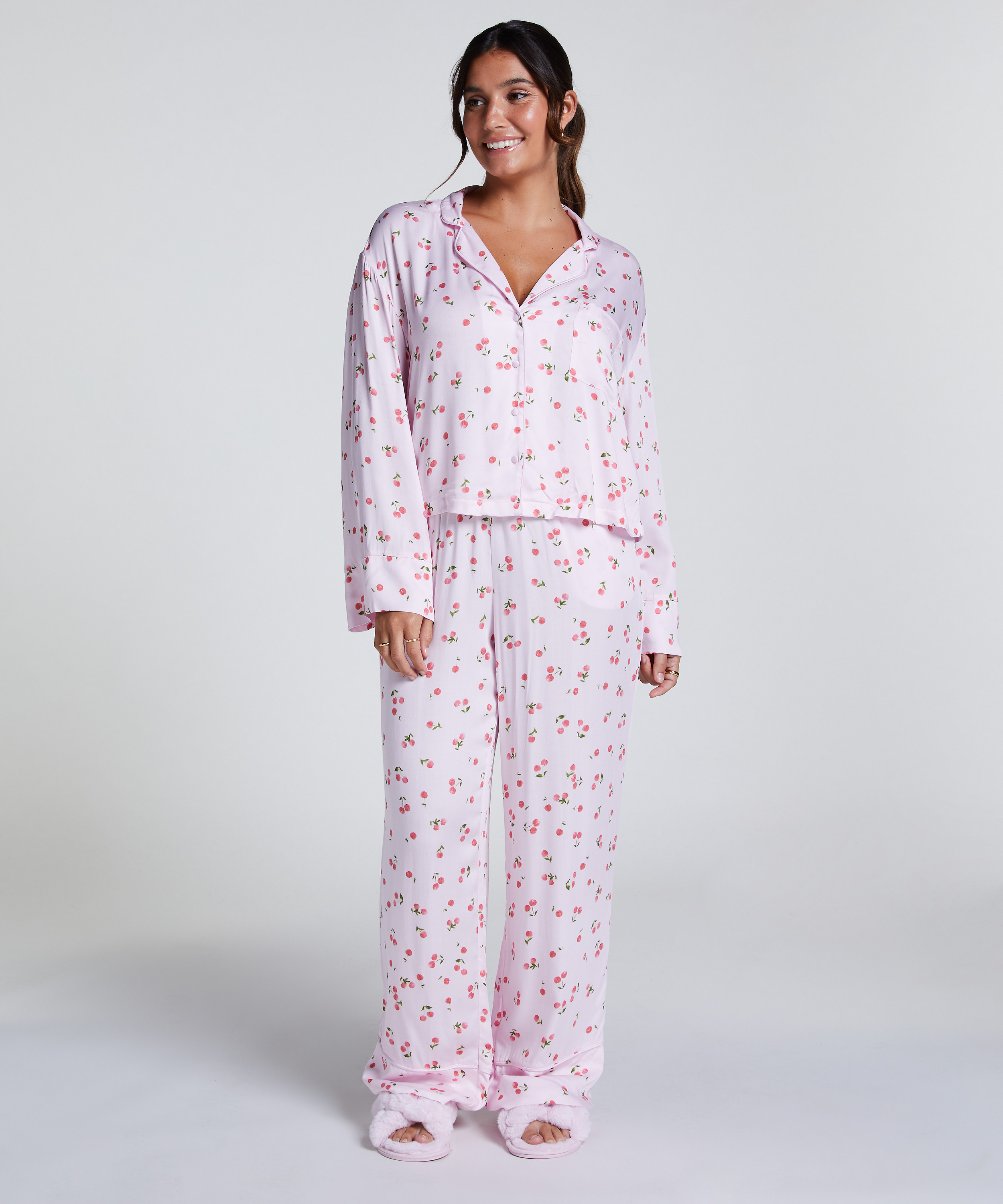 Långärmad jacka i satin, Rosa, main