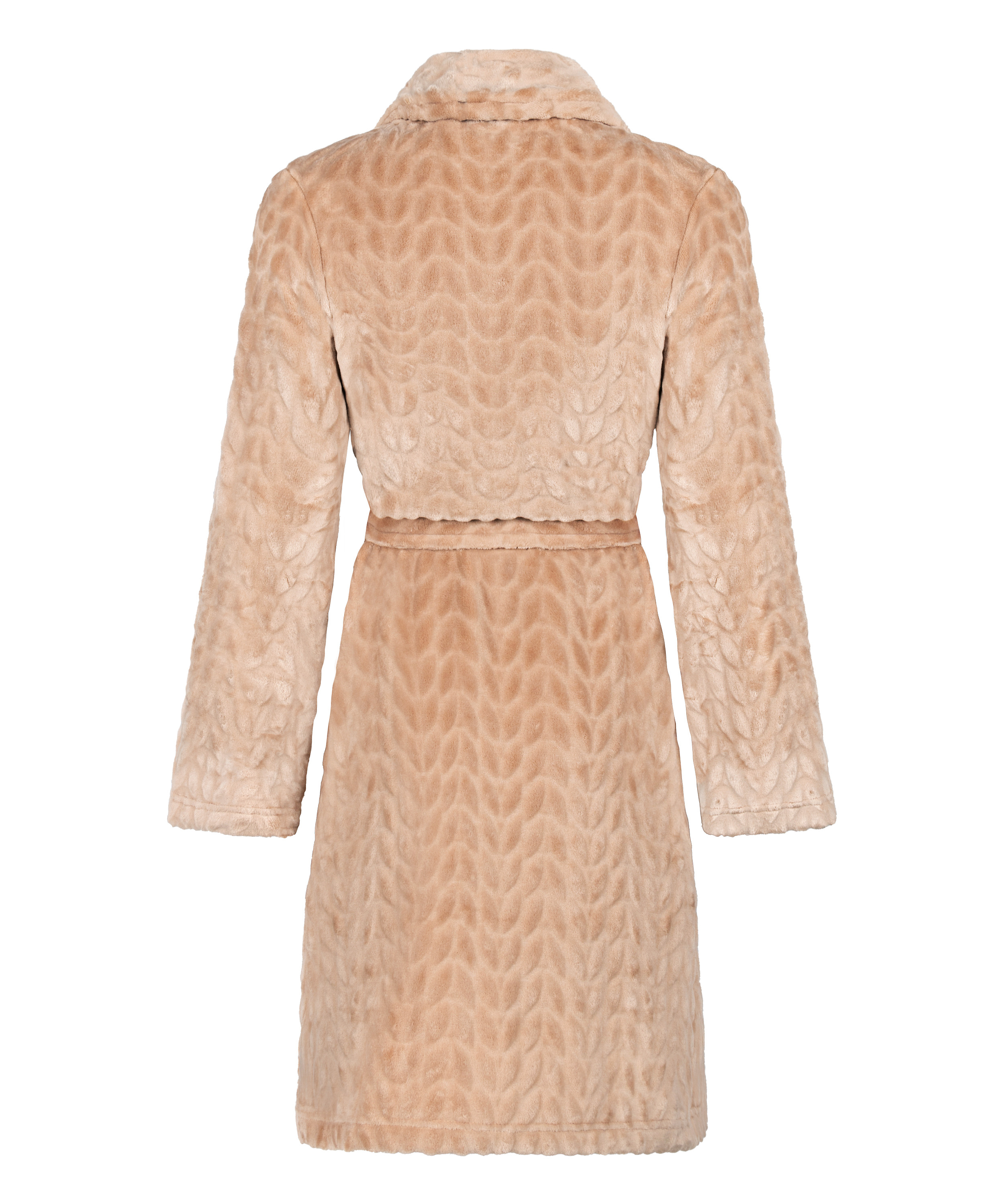 Kort morgonrock i fleece, Beige, main