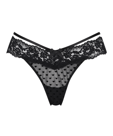 Extra l&aring;ga stringtrosor Jada, Svart