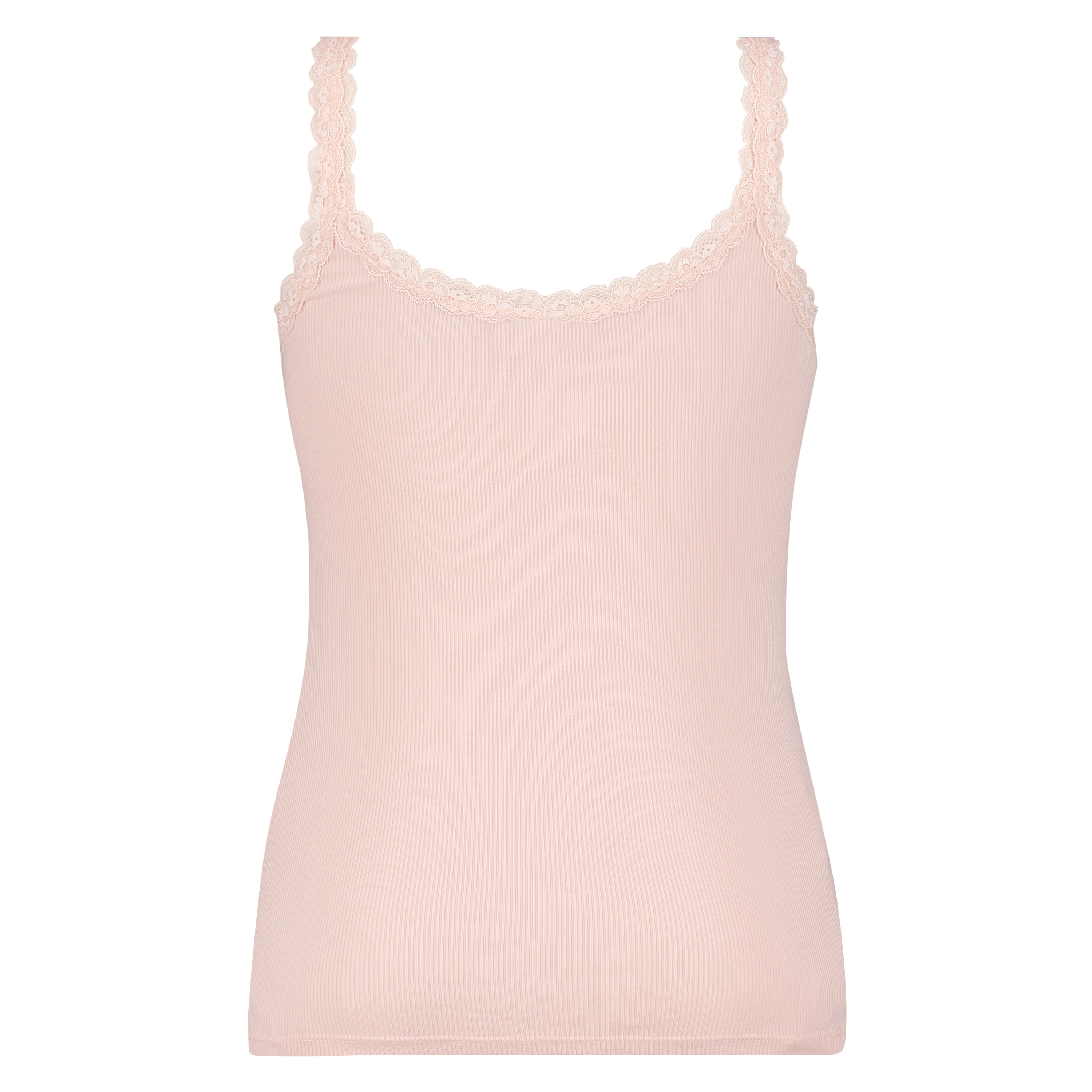 Singlet top cami rib lace, Rosa, main