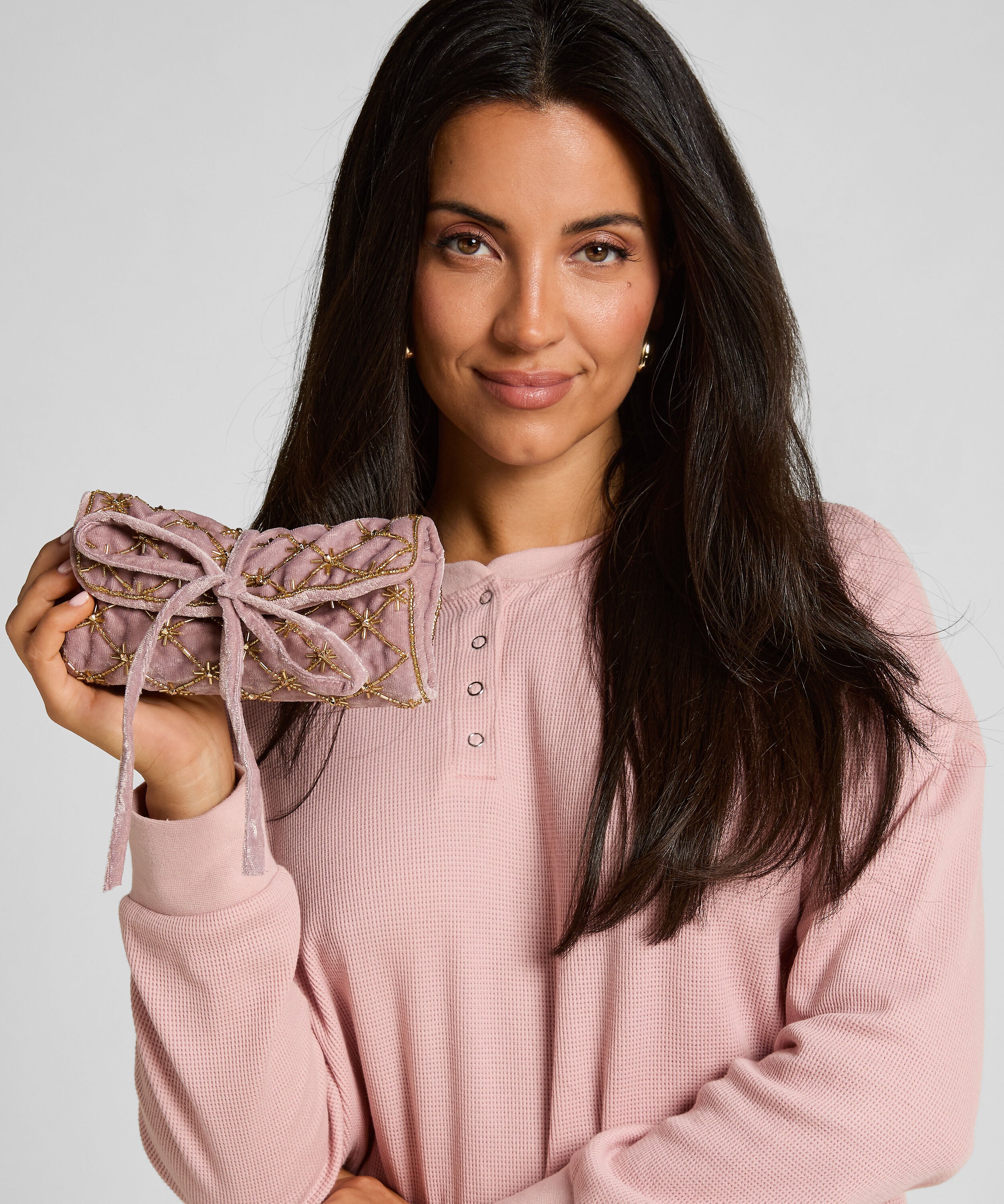 Smyckespåse med pärlor, Rosa Smyckespåse med pärlor, Rosa