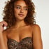 Leopard formpressad pushup-bikiniöverdel utan band, Brun