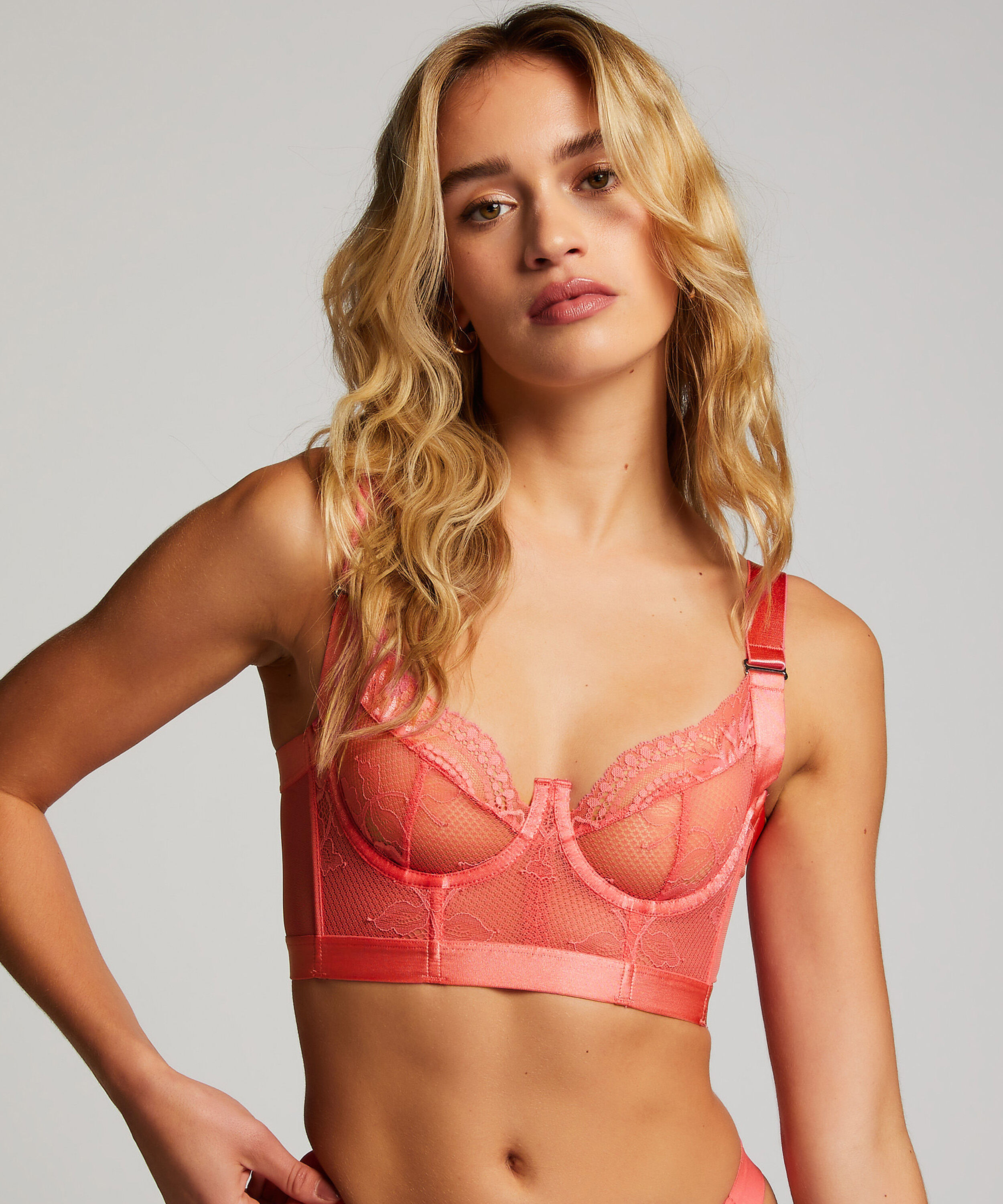 Ovadderad longline bygel-bh Hana, Rosa