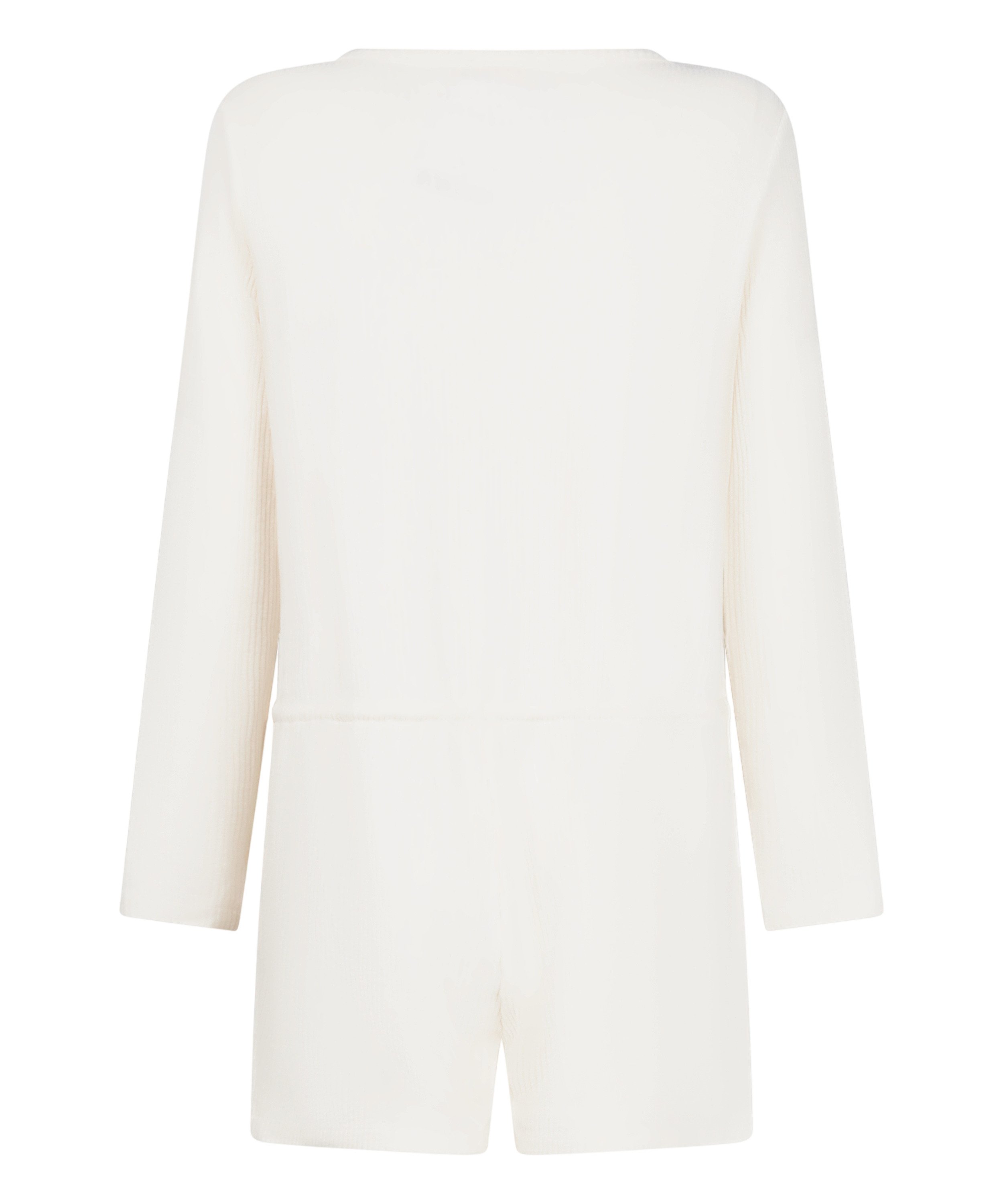 Kort ribbstickad Onesie, Vit, main