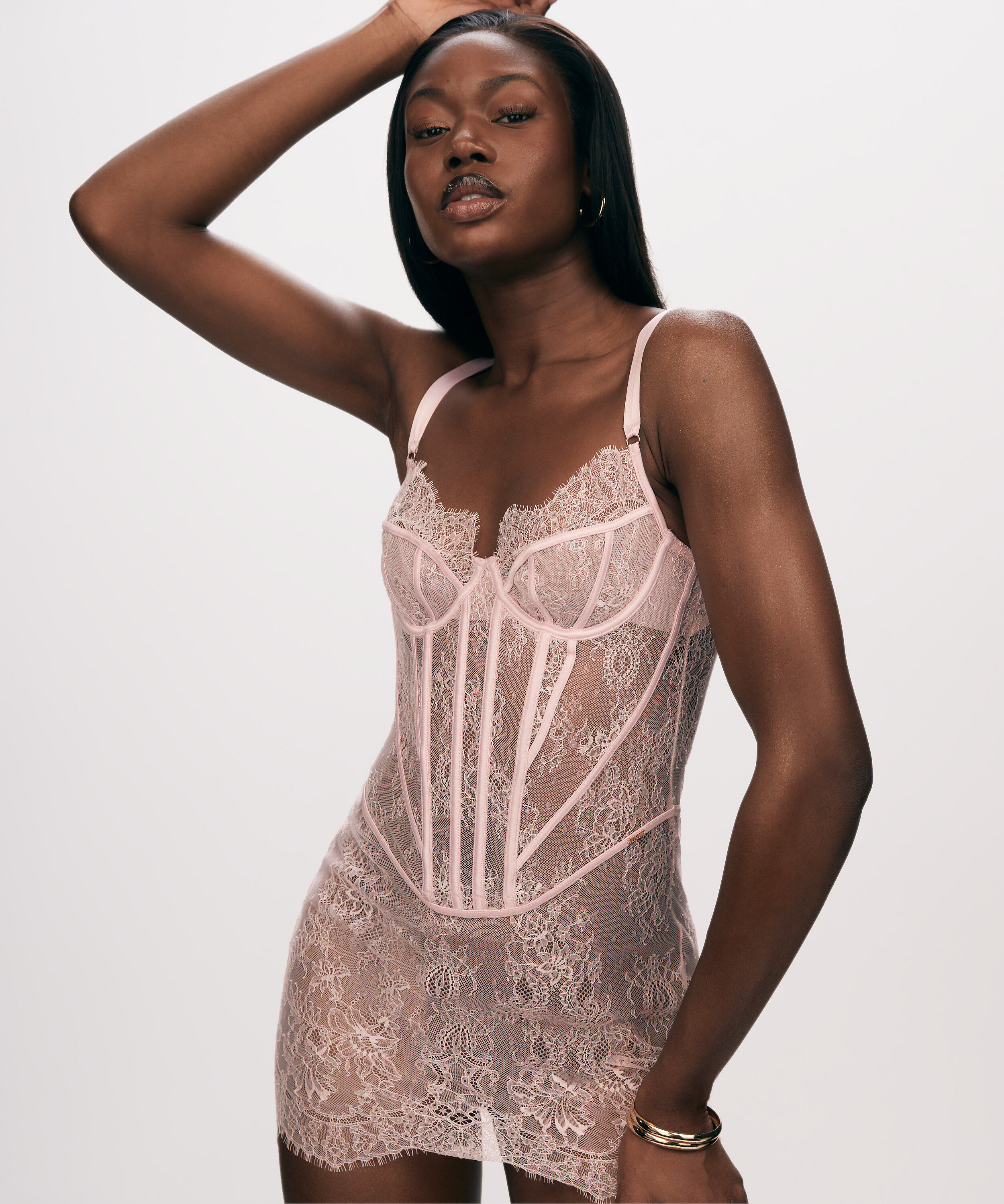 Slipkl&auml;nning tr&aring;dad Lace Camille, Rosa