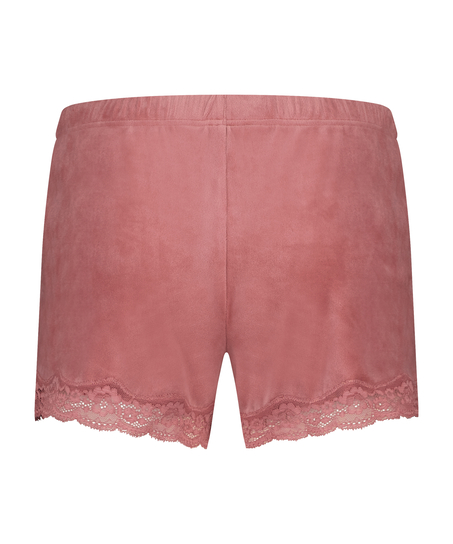 Shorts i sammet och spets, Rosa