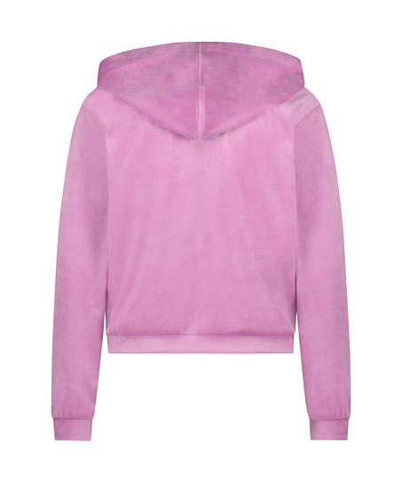 Hoodiejacka i velour, Rosa