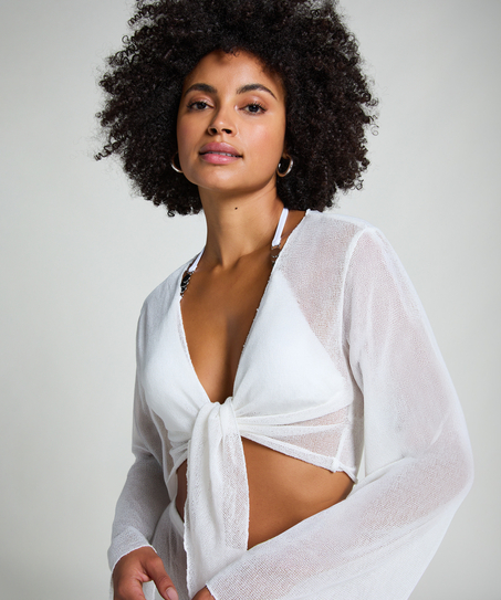 Stickad strandtopp, Vit