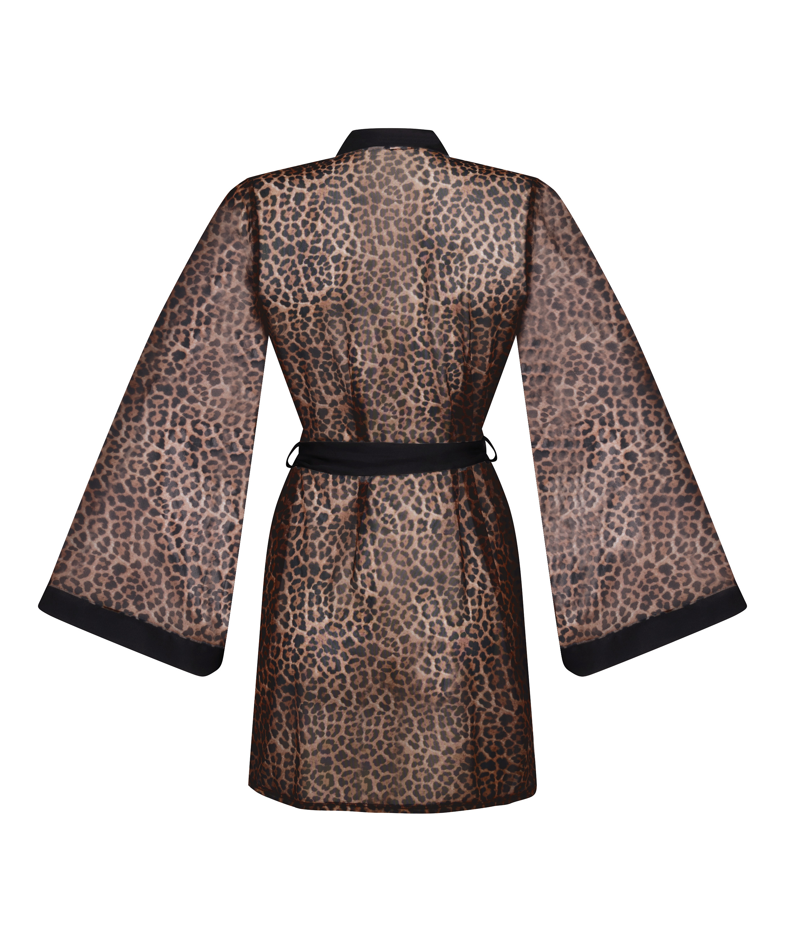 Kimono i leopard-mesh, Svart, main