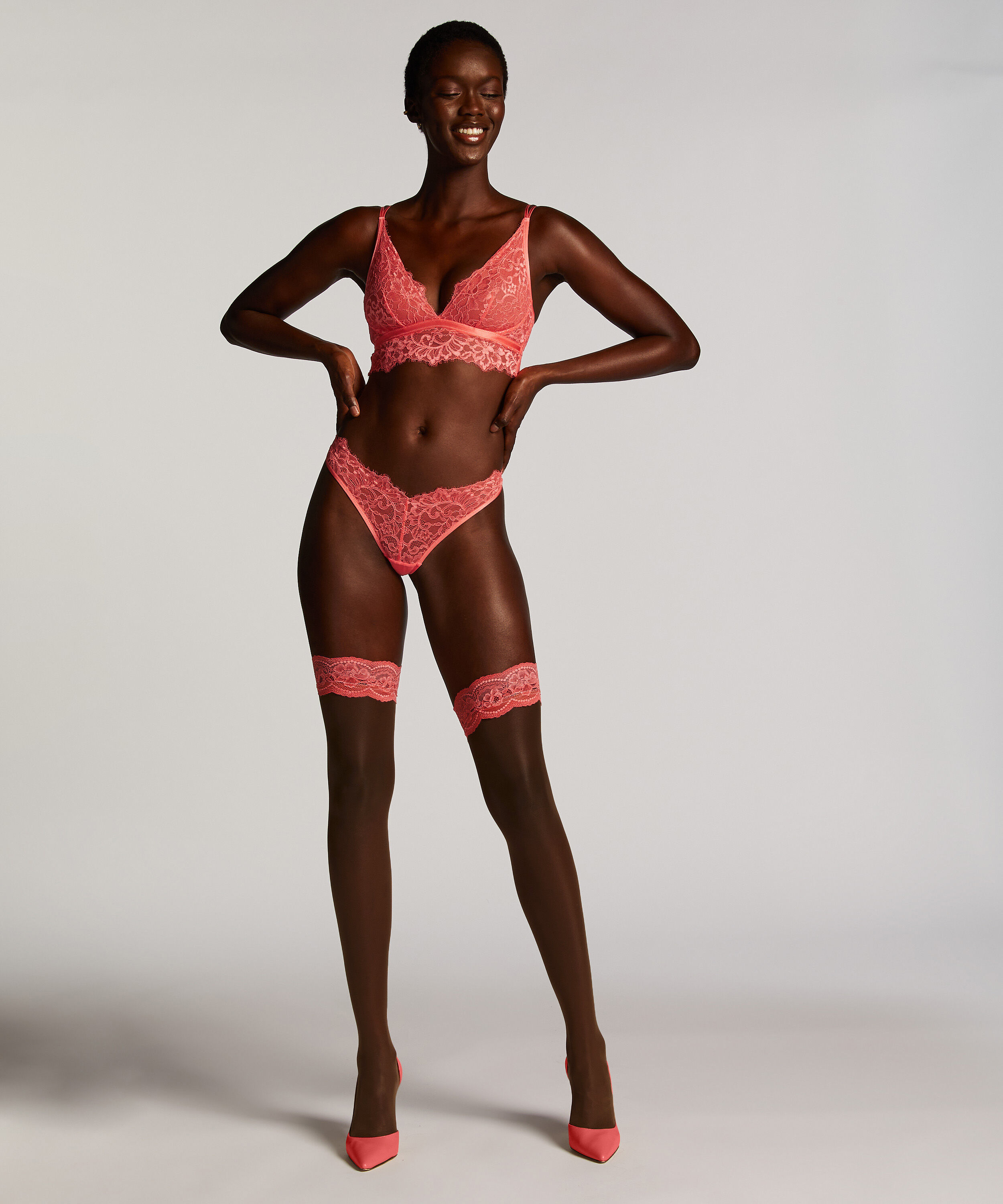 Stay-ups 15 Denier Spets, Rosa