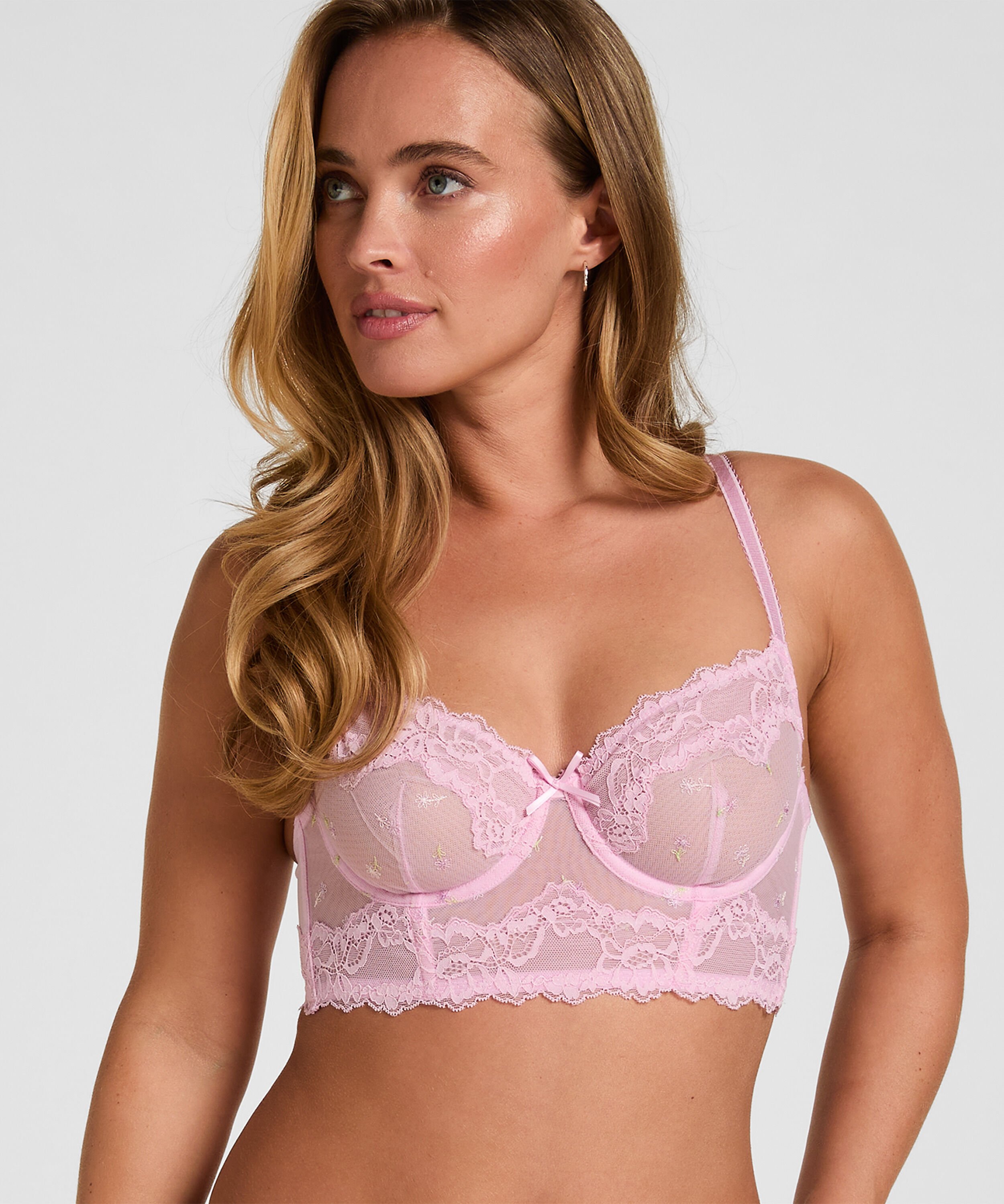 Longline Bygel-BH Utan Vaddering Camellia, Rosa