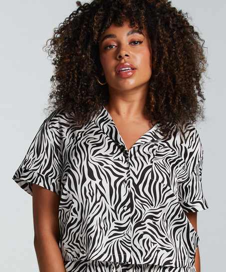 Kortärmad jacka i Satin, Vit