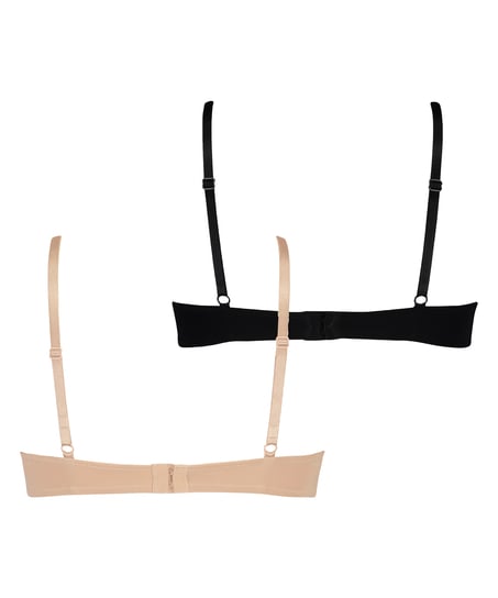 Formpressad bygel-bh, 2-pack, Beige