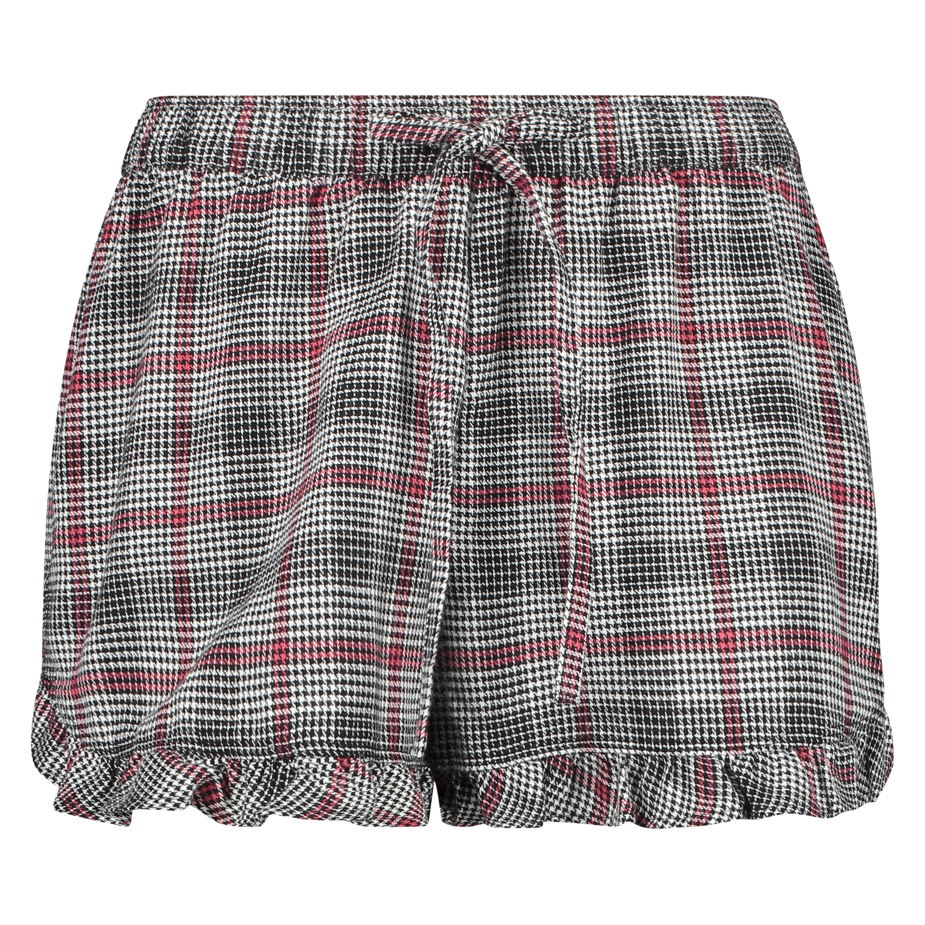 Pyjamasshorts i rutig twill, Gr&aring;, main