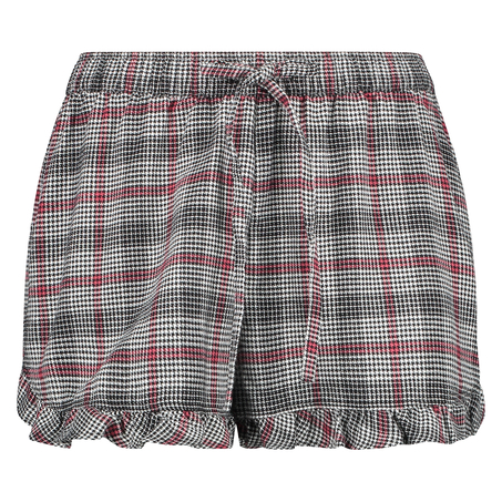 Pyjamasshorts i rutig twill, Gr&aring;
