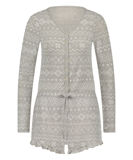 Borstad kort pyjamas, Grå